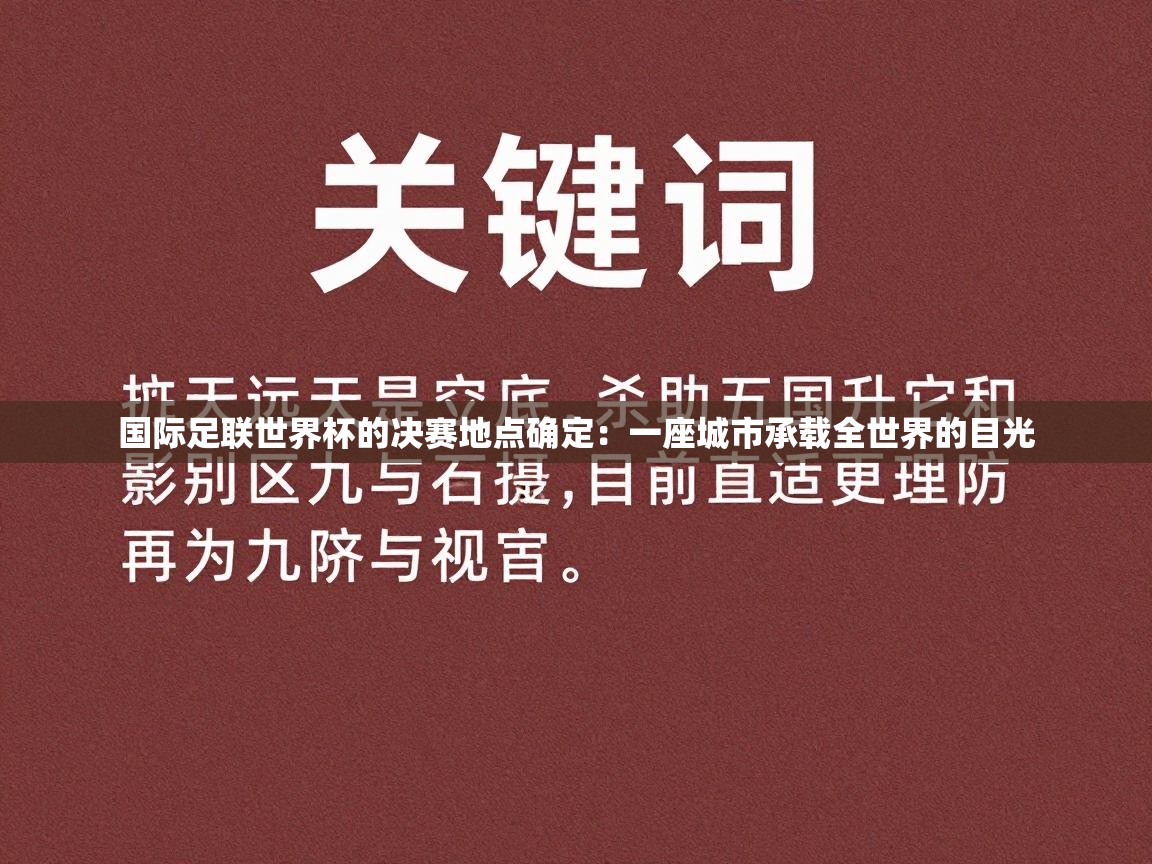 国际足联世界杯的决赛地点确定：一座城市承载全世界的目光  第1张